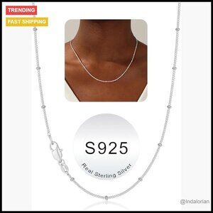 Sterling Silver Chain Necklace Gold Plated Satellite Bead Women's Jewelry